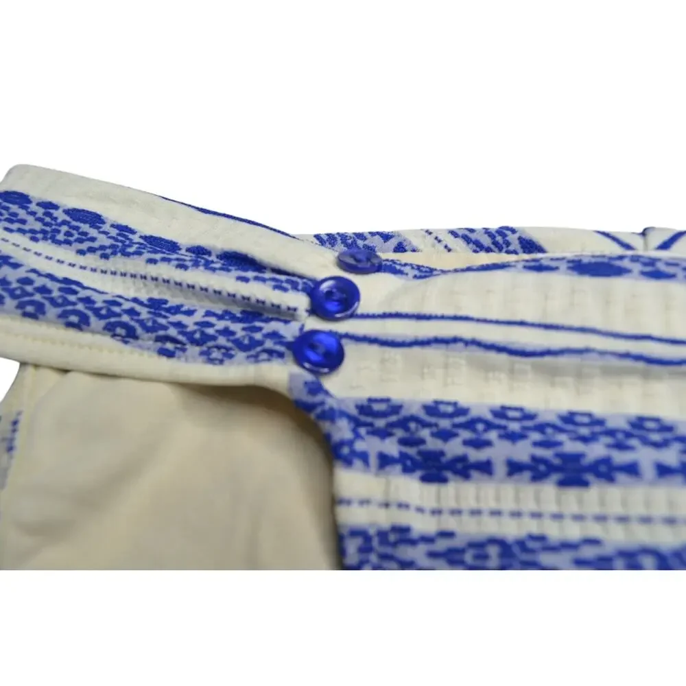 ROBIN PICCONE Women's Blue & Cream Striped Textured Bikini Bottoms